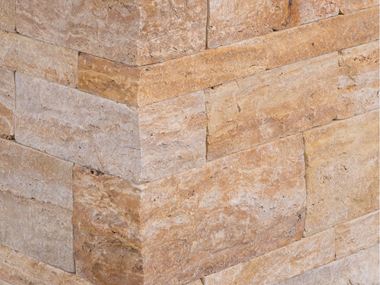 Travertin Gold Rustiek op maat gezaagde muurbekleding
