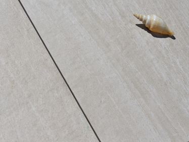 Berg beige close-up schrg met schelp decoratie