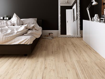Slaapkamer met Scandi Light houtlook tegels