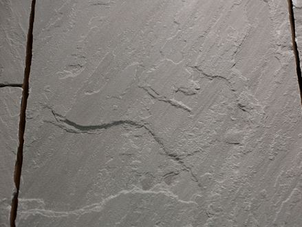 Close-up van Kandla Grey zandsteenplaat met natuurlijk fluweel geborsteld oppervlak
